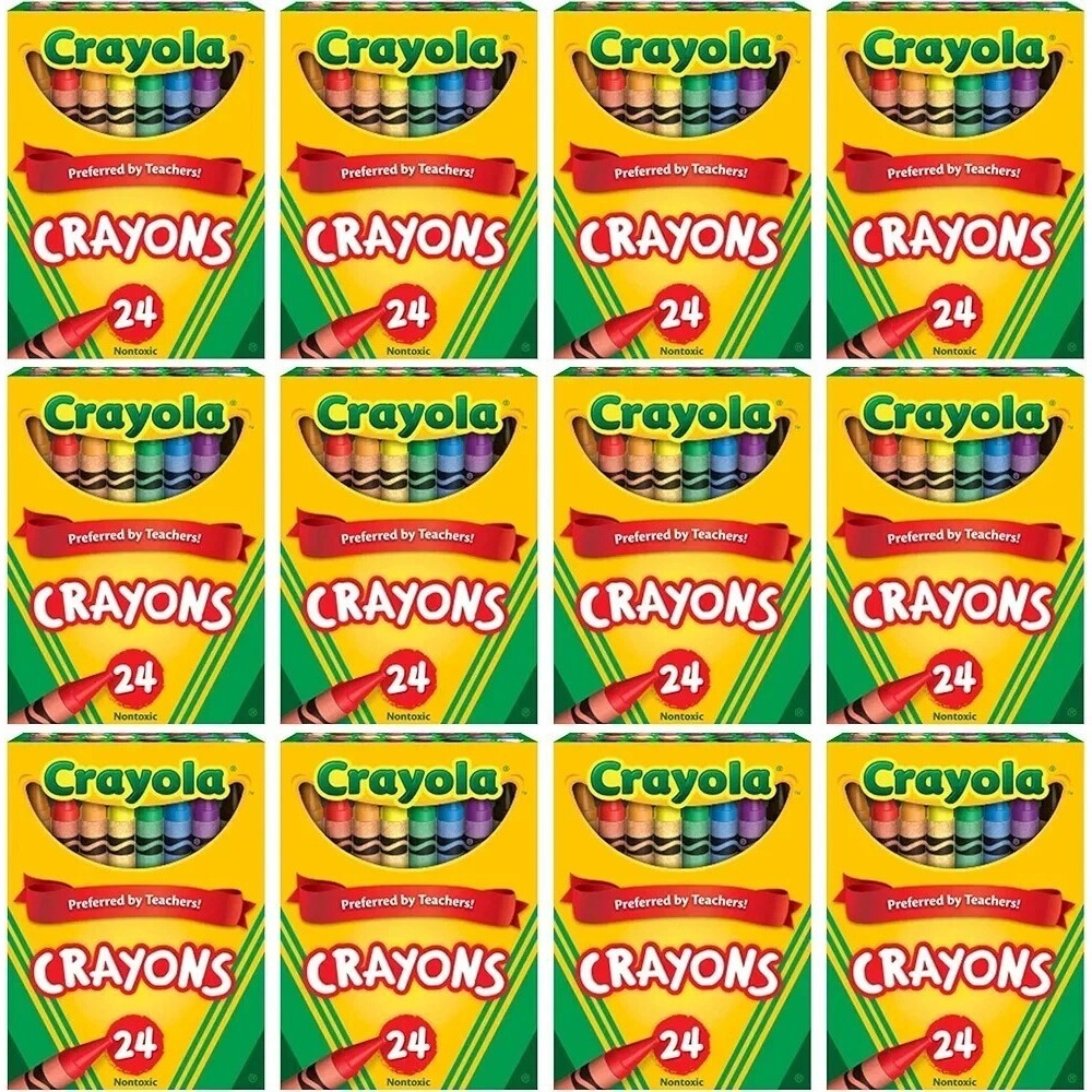 12 PACKS - Crayola 24 Count Box Assorted Color Crayons, Non-Toxic - NEW IN PACKS